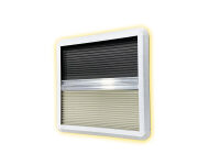 Wohnmobil Fenster- & Rollo-Set 450x450mm mit LED-Beleuchtung, Verdunkelungsrollo & Moskitonetz – Komplettset